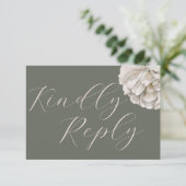 Simple Boho Tropical Sage Green Floral RSVP Kaartje (Staand voorkant)