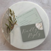 Simple Boho Tropical Sage Green Floral RSVP Kaartje