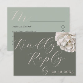 Simple Boho Tropical Sage Green Floral RSVP Kaartje
