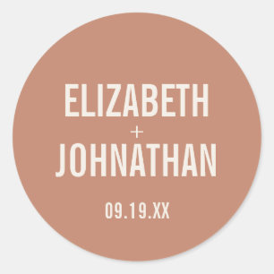 Simple Boho Typography Clay Wedding Ronde Sticker