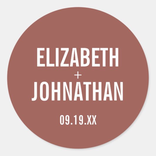 Simple Boho Typography Wedding Ronde Sticker (Voorkant)