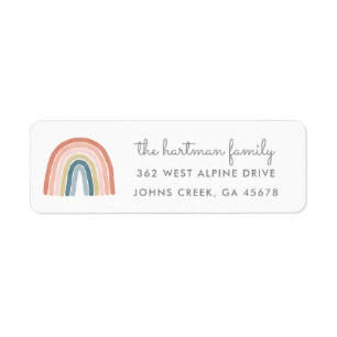 Simple Boho Waterverf Rainbow Modern Address Etiket