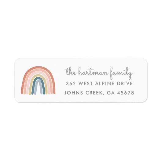 Simple Boho Waterverf Rainbow Modern Address Etiket (Voorkant)