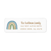 Simple Boho Waterverf Rainbow Modern Blue Address Etiket (Voorkant)