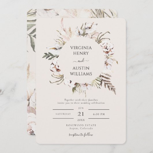 Simple Boho Wedding Kaart (Voorkant / Achterkant)