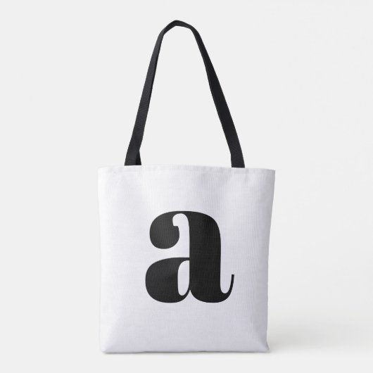 Simple Boho White Bold Retro Monogram Initiaal Tote Bag (Achterkant)