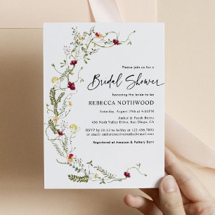 Simple Boho Wreath Wildflower Vrijgezellenfeest Kaart