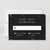 Simple Bokeh Glam Black & Pink Weddenschap RSVP (Voorkant)