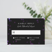 Simple Bokeh Glam Black & Pink Weddenschap RSVP (Staand voorkant)