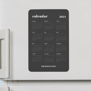SImple Bold 2024 Donkergrijze Kalender Magneet