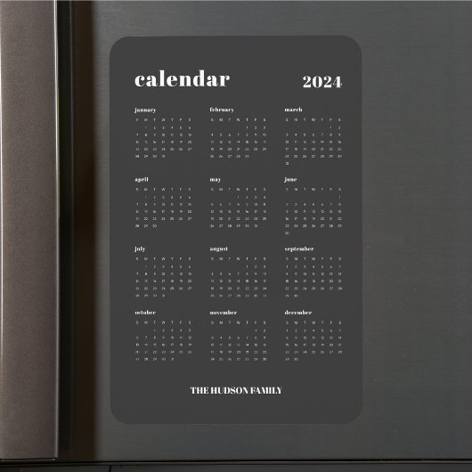 SImple Bold 2024 Donkergrijze Kalender Magneet