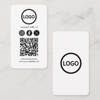 Simple Bold Custom Card Social Media QR Code Visitekaartje