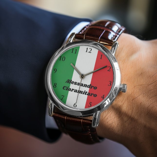 Simple Bold Italiaanse vlag Persoonlijk volgen Horloge (Flag of Italy Italian Flag Personalized Watch
Orologio Con Bandiera Italiana)