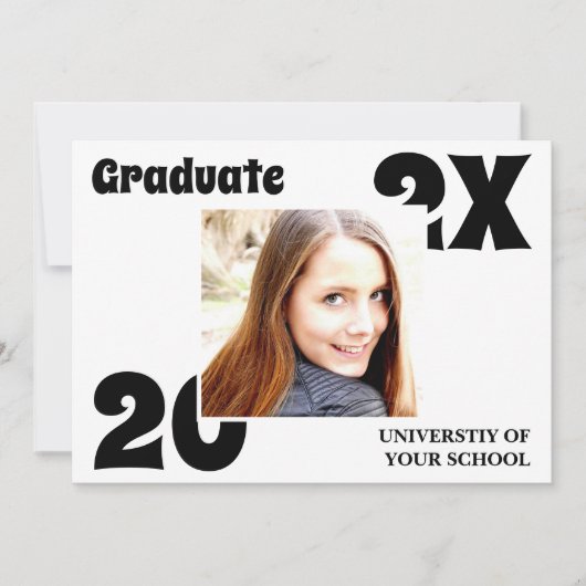 Simple Bold Photo Afstuderen Invitation Kaart (Voorkant)