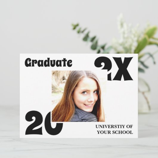 Simple Bold Photo Afstuderen Invitation Kaart (Staand voorkant)