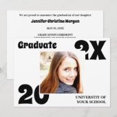 Simple Bold Photo Afstuderen Invitation Kaart (Voorkant / Achterkant)