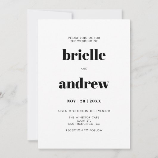 Simple Bold Serif Photo Wedding Kaart (Voorkant)