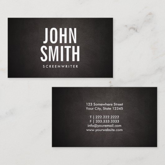 Simple Bold Text Screenwriter Visitekaartje (Voorkant / Achterkant)