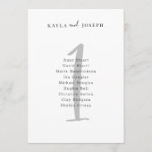Simple Bold Wedding Guest List Table Number 1 Card Kaart (Voorkant)