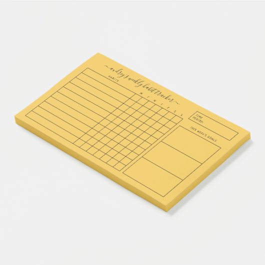 Simple Bold Yellow Weekly Habit Tracker Post-it® Notes (Schuin)