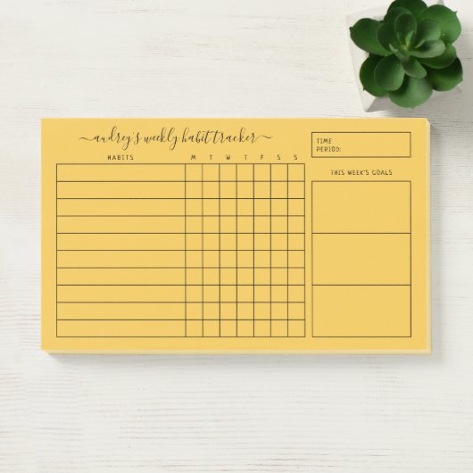 Simple Bold Yellow Weekly Habit Tracker Post-it® Notes (Kantoor)
