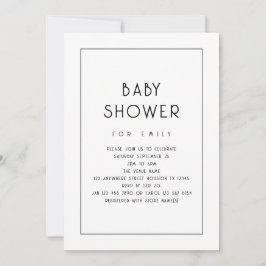 Simple Border Zwart-wit Baby shower Kaart