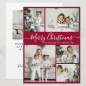 Simple Bordo White 5 Photo Collage Kerstmis Feestdagenkaart (Voorkant / Achterkant)