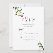 Simple botanic pink red green flowers RSVP Kaart (Voorkant)