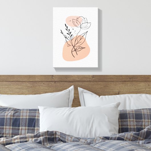 Simple Botanical Art Print – Faux Canvas Style (Insitu (Slaapkamer))