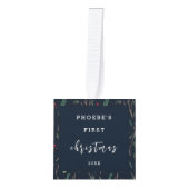 Simple Botanical Baby's Eerste Kerstfoto Decoratie (Voorkant)