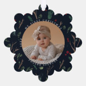 Simple Botanical Baby's Eerste Kerstfoto Ornament Kaart (Achterkant)