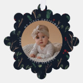 Simple Botanical Baby's Eerste Kerstfoto Ornament Kaart (Voorkant)