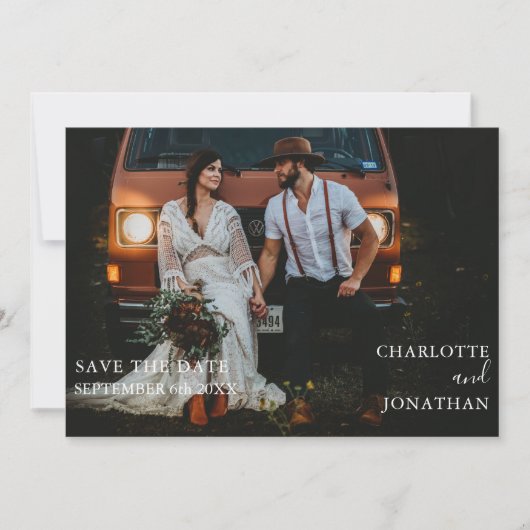 Simple Botanical Bohemian Terracotta Photo Weddin Save The Date (Voorkant)