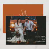 Simple Botanical Bohemian Terracotta Photo Weddin Save The Date (Voorkant / Achterkant)