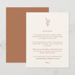 Simple Botanical Burnt Oranje Wedding Details Encl Informatiekaartje