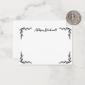 Simple Botanical Corners Sjabloon Name Note Card (Voorkant / Achterkant in situ)