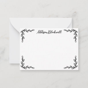 Simple Botanical Corners Sjabloon Name Note Card