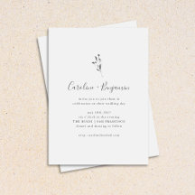 Simple Botanical Script Black White Boho Wedding