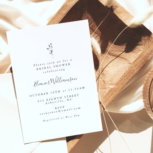 Simple Botanical Script Black White Vrijgezellenfe Kaart