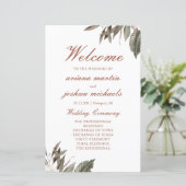 Simple Botanical Wedding Ceremony Program (Staand voorkant)