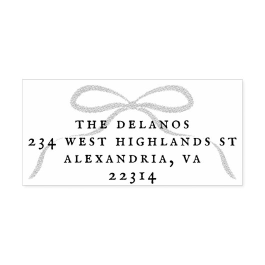 Simple Bow and Antique Serif Address Zelfinktende Stempel (Design)