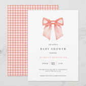 Simple Bow Baby shower Invitation Kaart (Voorkant / Achterkant)