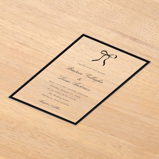 Simple Bow Classic Wedding Acryl Uitnodigingen (Laagn)