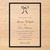 Simple Bow Classic Wedding Acryl Uitnodigingen (Voorkant)