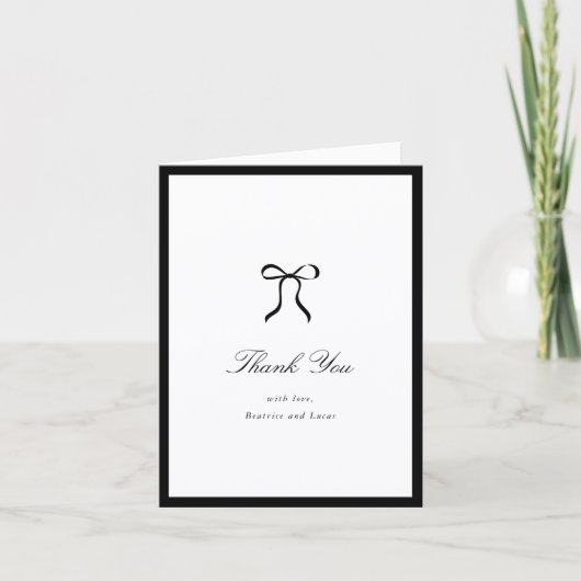 Simple Bow Classic Wedding Bedankkaart (Voorkant)