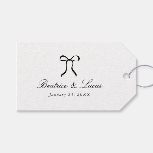 Simple Bow Classic Wedding Cadeaulabel (Voorkant (Horizontaal))