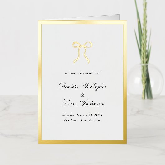 Simple Bow Classic Wedding Foil Program Folie Wenskaart (Voorkant)