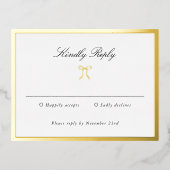 Simple Bow Classic Wedding Foil RSVP Card Folie Uitnodiging Briefkaart (Voorkant)