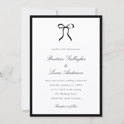 Simple Bow Classic Wedding Kaart (Voorkant)
