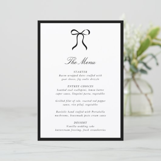 Simple Bow Classic Wedding Menu (Staand voorkant)